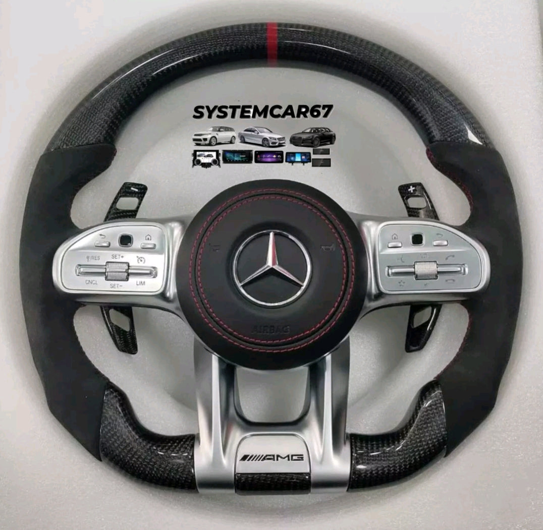 Volant Mercedes-benz Carbone Mercedes classe E A35, A45, C43, C63, E43, E53, E63, Glc43, Glc63, Gle43, Gls63, Gls63, G63, S63, S65