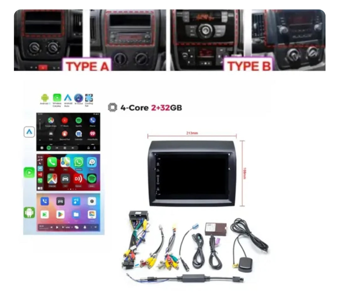 Carplay Fiat Ducato, Citroën Jumper,Peugeot Boxer Android 13 play store,Waze,YouTube, Android 13 Carplay San Fil