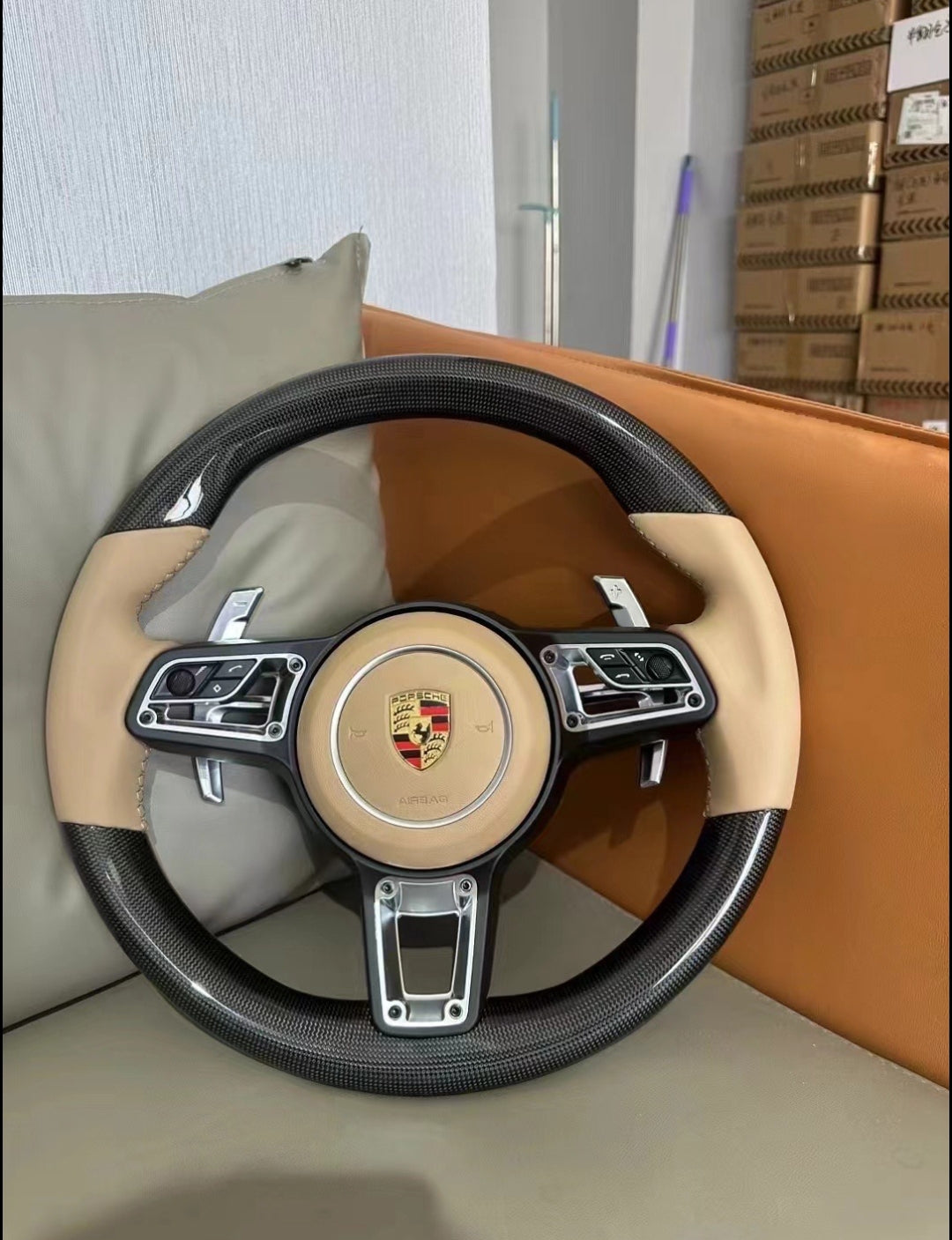 Systemcar67™Volant Porsche 977 987 Cayman Boxster 991 Cayenne panamera Carbone avec airbag