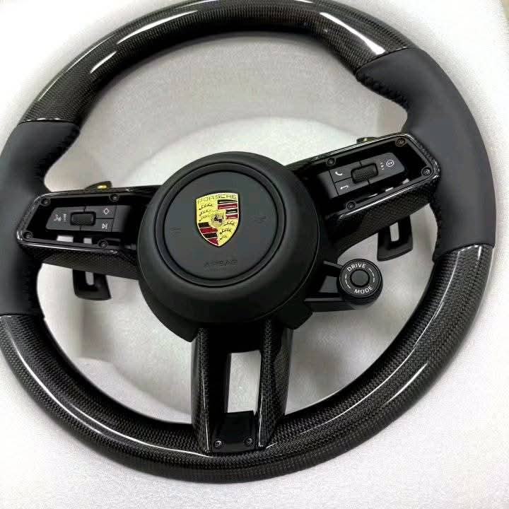Systemcar67™Volant en fibre de carbone avec transmission pour Porsche 911 Cayenne 958 Panamera 971 Cayman Taycan Macan