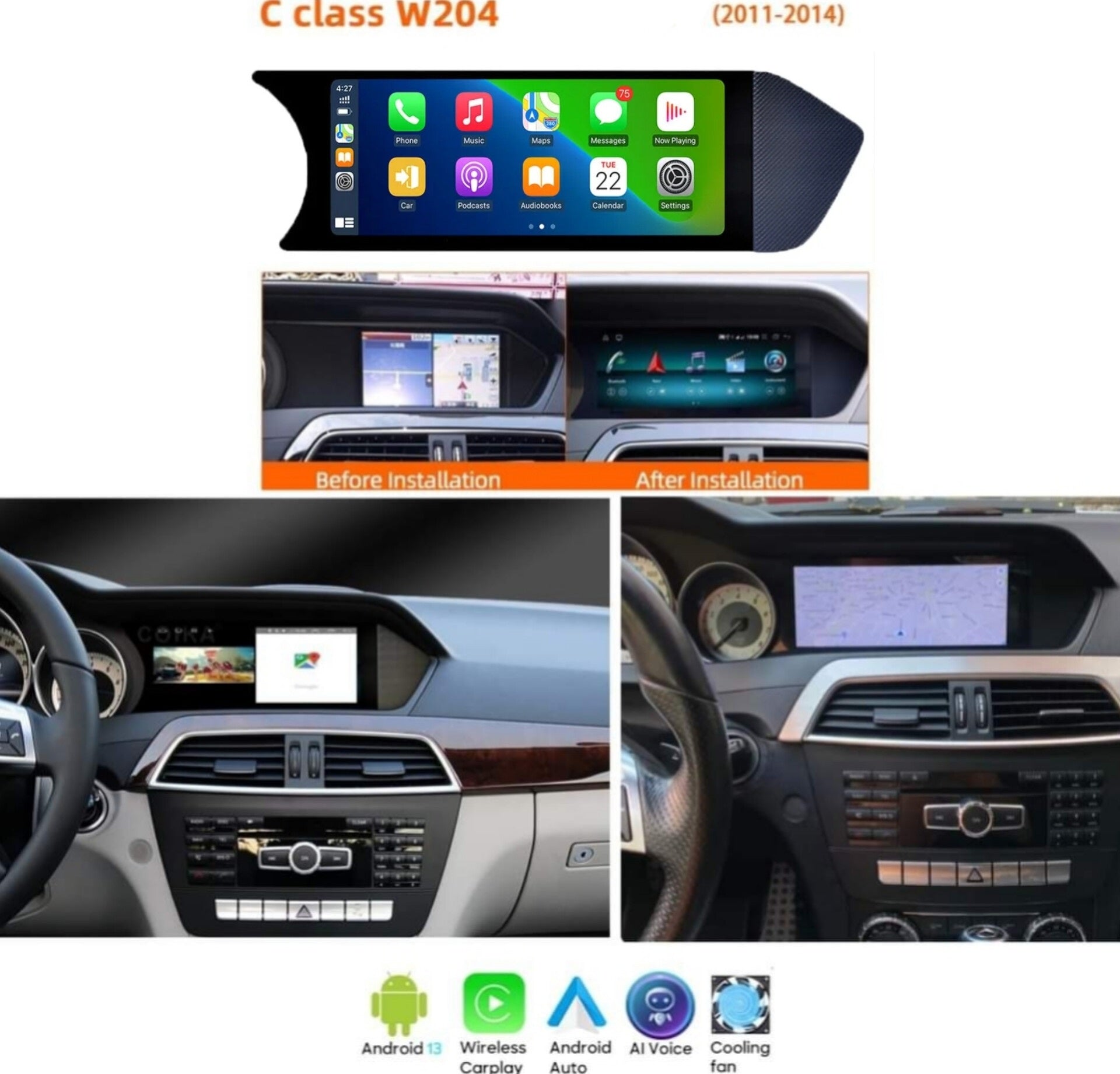 Systemcar67™Carplay Mercedes classe C W204 : 2011 - 2014