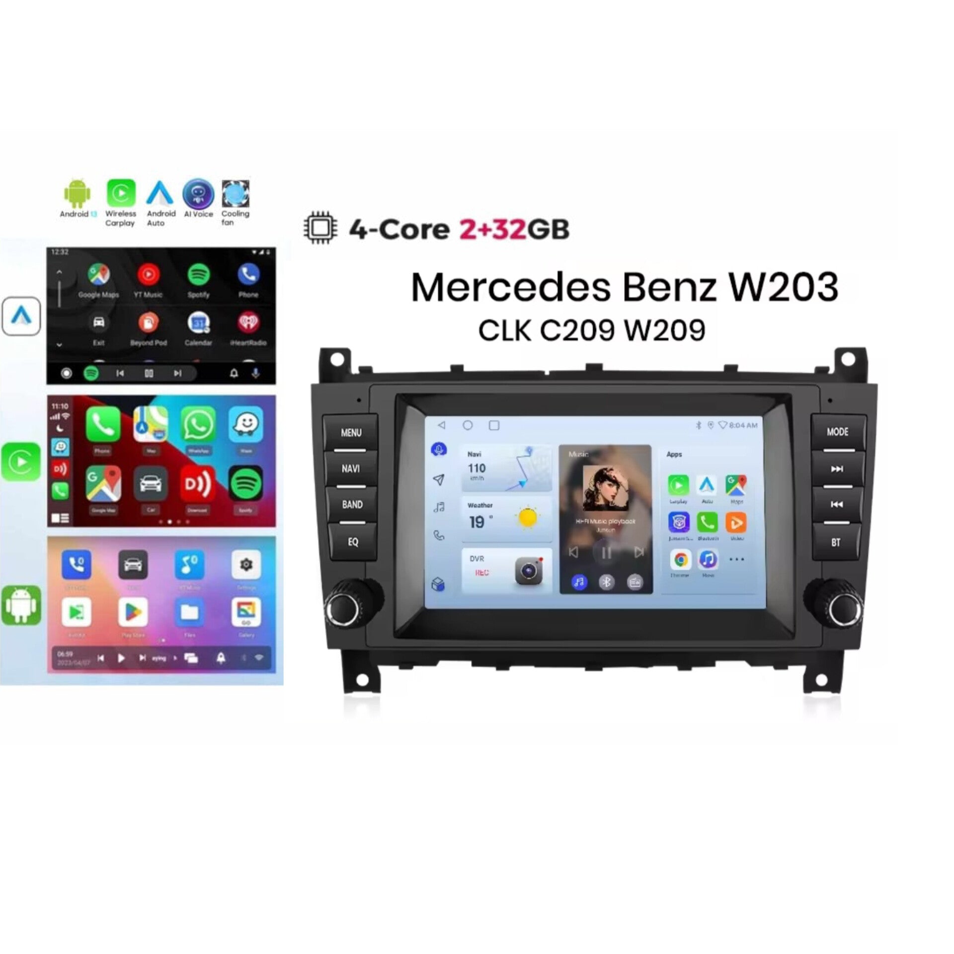 Systemcar67™Carplay Mercedes Class C/CLC/CLK C209 W203 W209