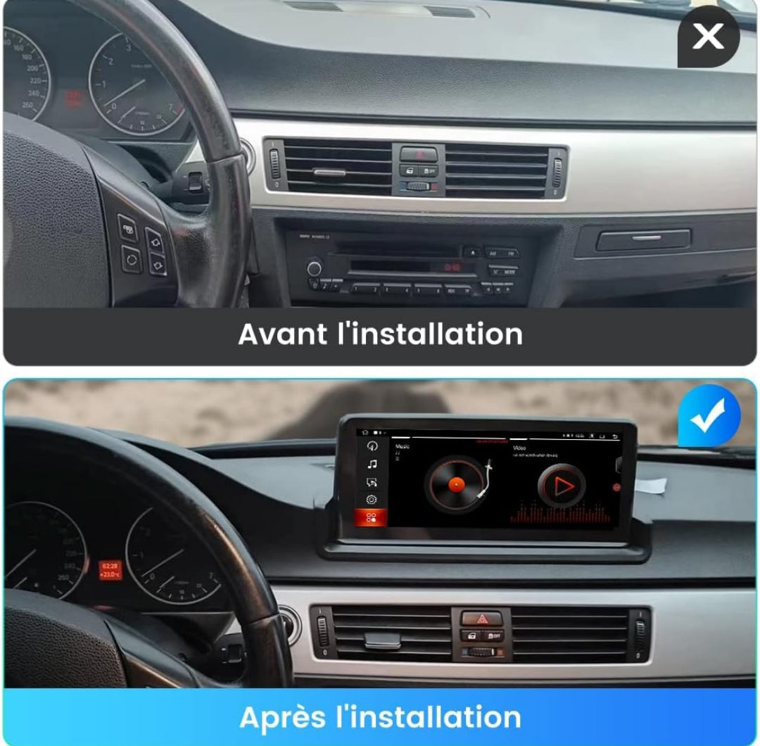 Systemcar67™Android 13 [4 Go + 64 Go] Autoradio pour BMW E90 E91 E92 E93 d'origine sans écran avec écran Tactile de 10.25 Pouces, Carplay sans Fil/Android Auto/Bluetooth/WIFI/4G [2005-2012]