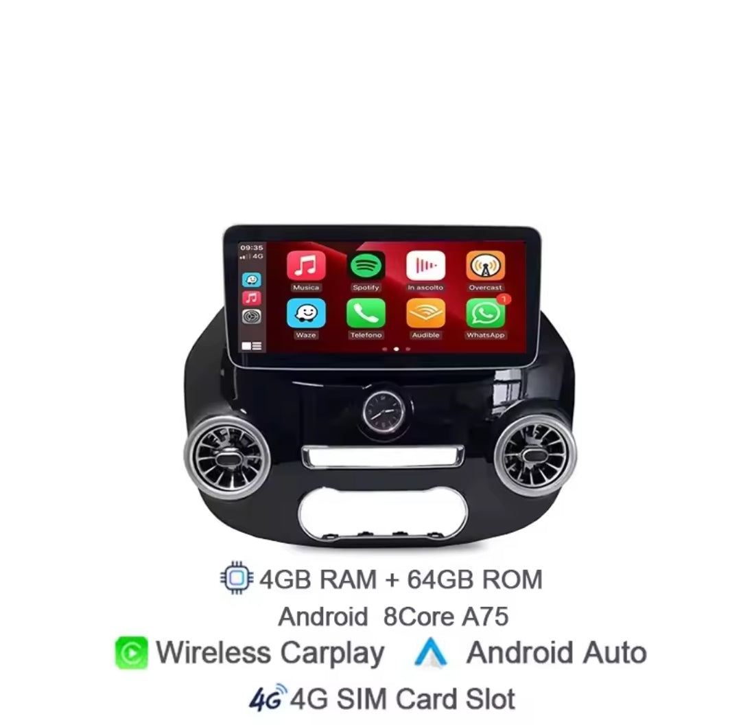 Systemcar67™ Mercedes Vito Android 13 12.5 Poueces Android 13 & CarPlay sans fil 4 Air ventilation
