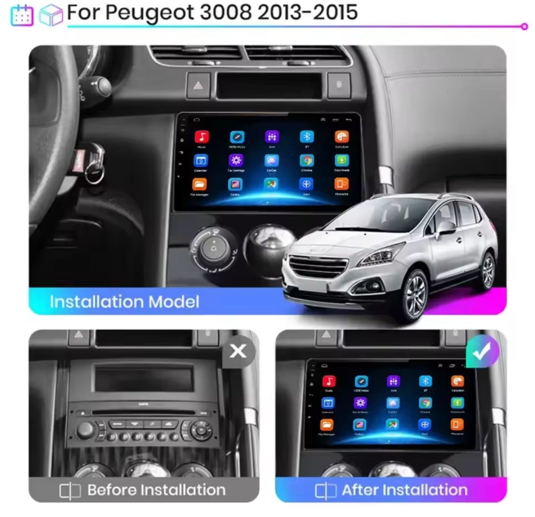 Systemcar67™Carplay Peugeot 3008 2009-2015 Android 13 Carplay San Fil