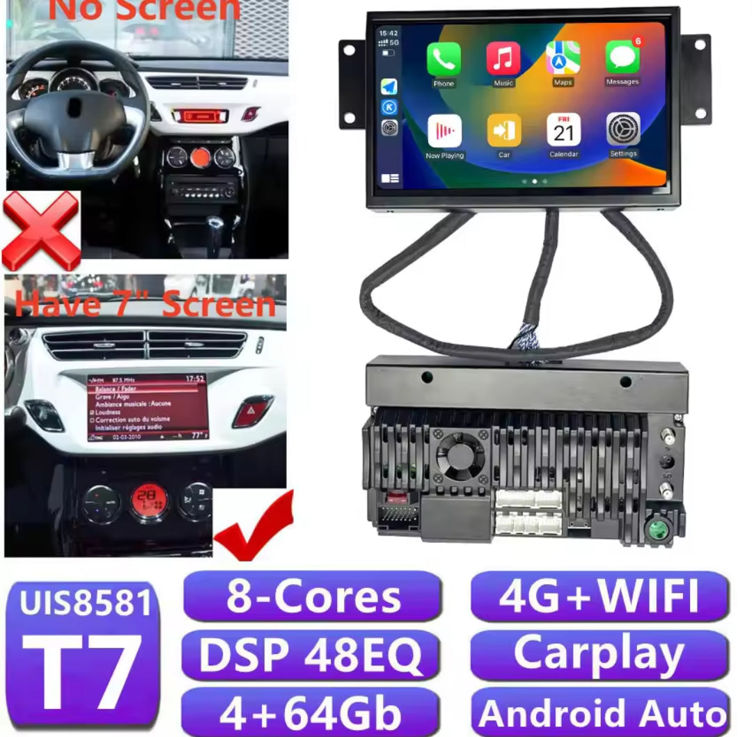 Systemcar67™ Citroën C3 DS3 Carplay Android 13 Carplay sans fil 2010-2016
