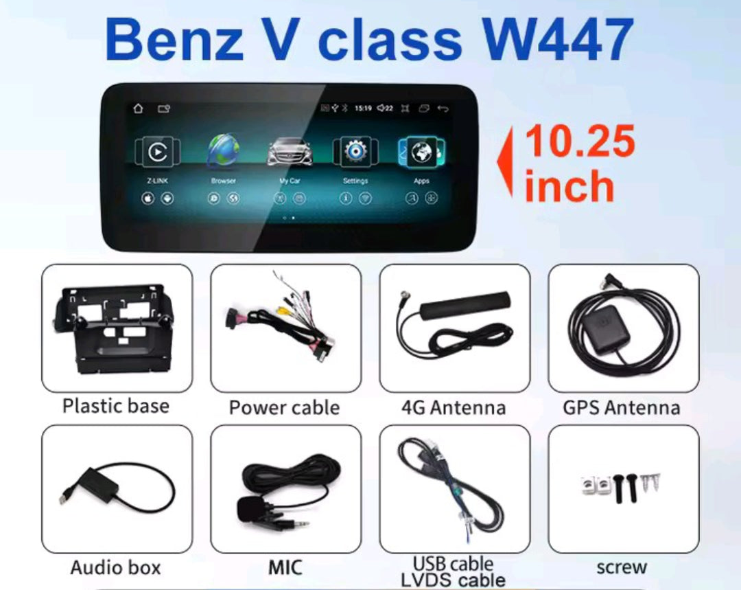 Systemcar67™Carplay Mercedes classe V Android 13 2015-2022 4G64 Carplay Sans fil NTG 5 10 pouces