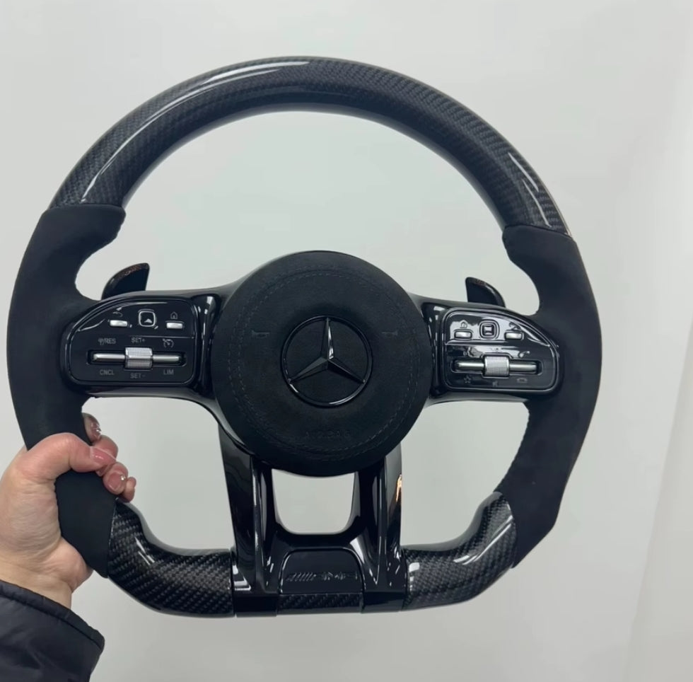 Systemcar67™ Volant Mercedes AMG Compatible AMG GTS 2015 alcantara airbag alcantara inclus